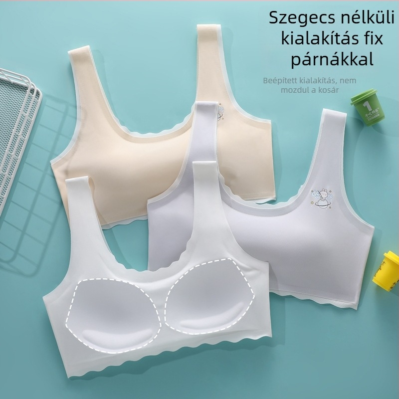 Diákoknak készült seamless melltartó, Ice Silk nylon, 3/4 kosár, acélgyűrű nélküli, rögzített dupla vállpántok