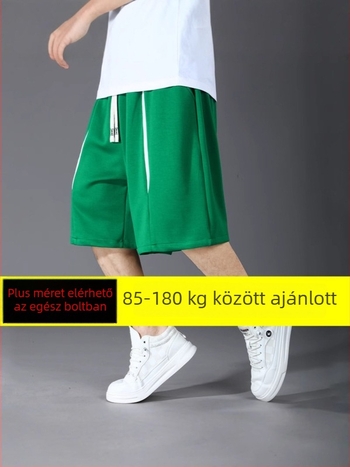 Férfi nyári sportos rövidnadrág, laza szabás, gyorsan szárad, nyár 2025 stílus, 5/4 hossz, 49% poliészter, keverék kémiai szálak, magas elasztikusság