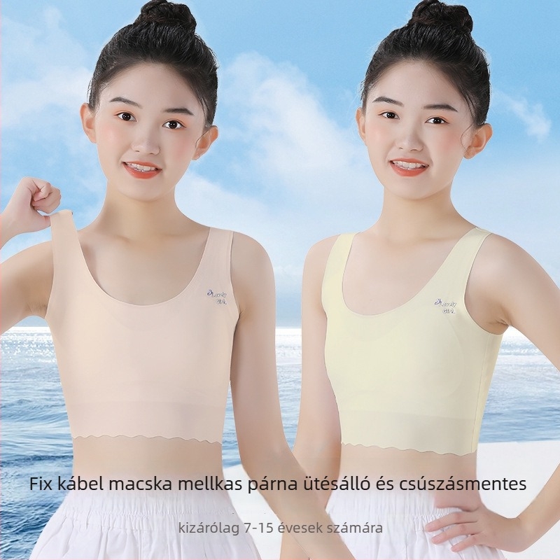 Lányoknak készült nylon–spandex tanktop melltartó, 77% nylon, 23% spandex, egész éves viselet