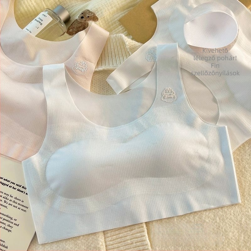 Lányoknak szánt edzőmelltartó-vest, varrat nélküli, címke nélküli, nylon 90–95%, 8 év feletti gyerekeknek (≥140 cm), mindhárom szezonra