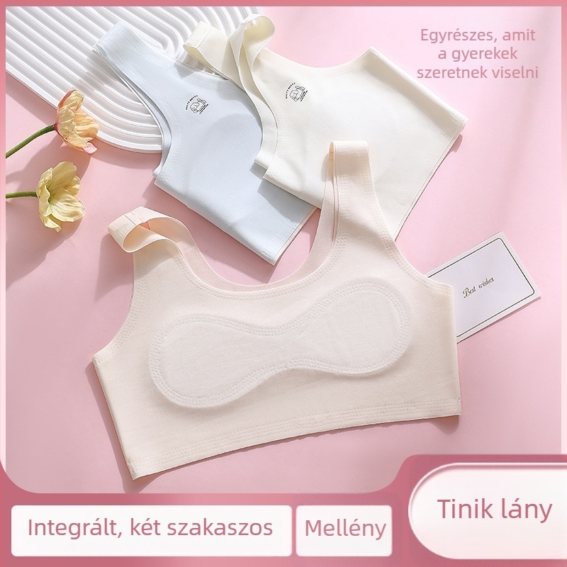 Lányok fejlesztő melltartója — teljes kosár, vékony formázott kosár, habos bélés, Ice Silk anyag, rögzített dupla vállpántok