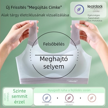 Sima sporttop tinédzser lányoknak, nylon főanyag (50–70%), bélés Spandex 30–50%, teljes kosárú, vékony formázott habos betét, acélgyűrű nélküli, rögzített dupla vállpántok