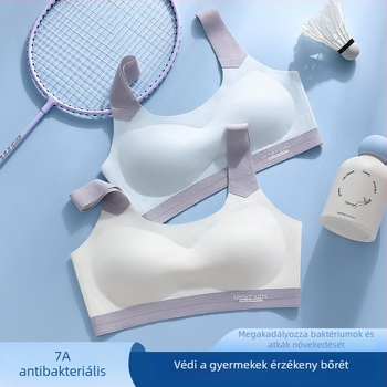 Sima sporttop tinédzser lányoknak, nylon főanyag (50–70%), bélés Spandex 30–50%, teljes kosárú, vékony formázott habos betét, acélgyűrű nélküli, rögzített dupla vállpántok