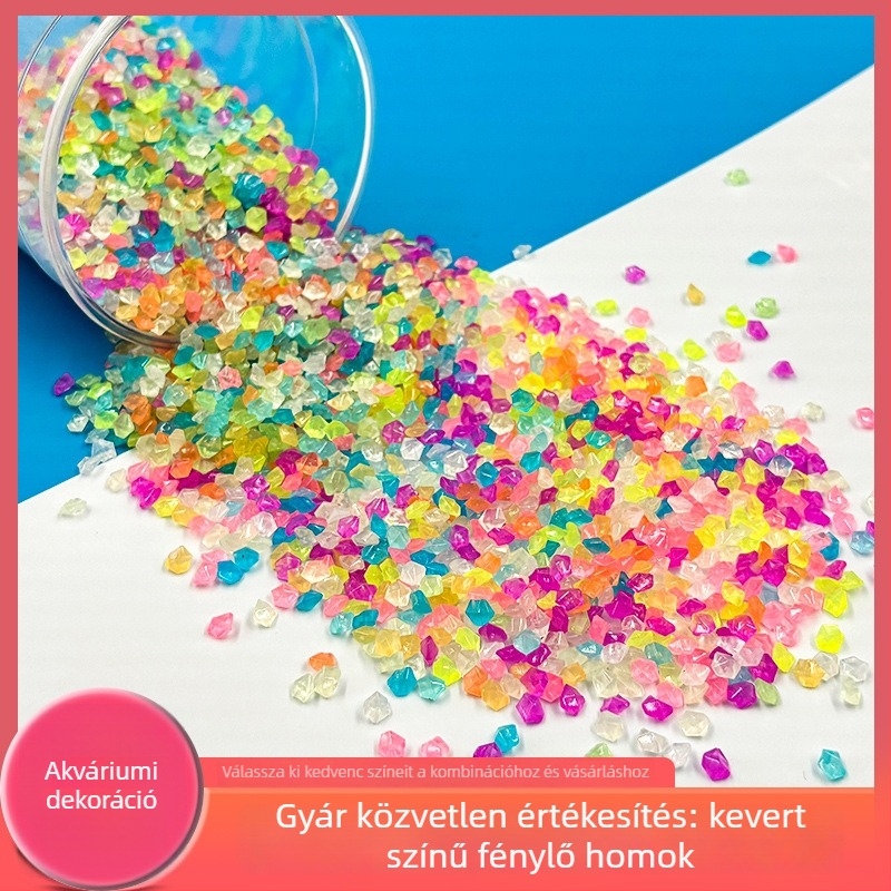 Fénylő homok és kavics kerthez és akváriumi tájhoz – világító kövek és kavicsok, 25 kg, csomagolás 200 darab, márka Jibiao, Landstone, származás Yiwu