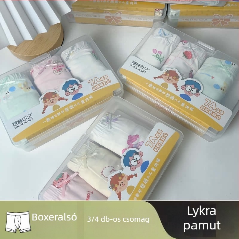 7A osztályú dobozos gyerek pamut boxer, uniszex, 3–8 éveseknek (100–140 cm), 95% pamut
