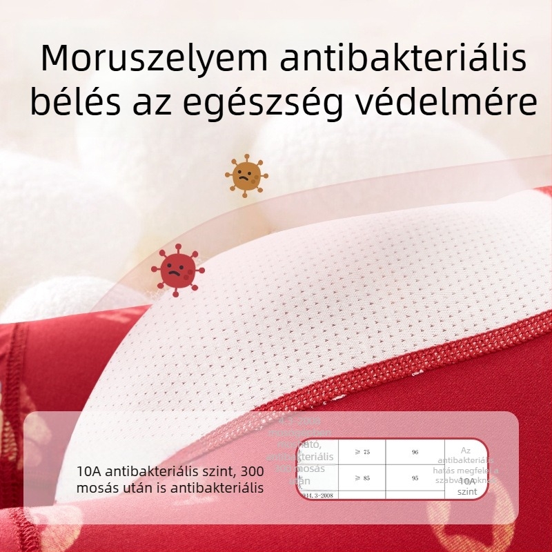 Pamut gyerekeknek szánt boxer brief antibakteriális területtel, vörös Újév horoszkópos mintával, középmagas derekú, 3–8 éveseknek