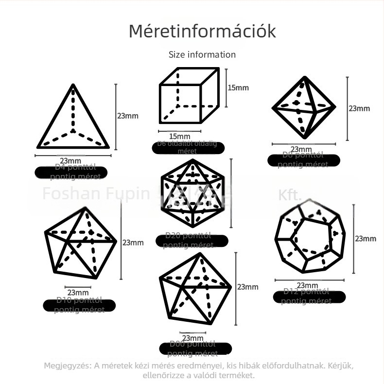 D&D dobókocka készlet – hét poliéderes dobókocka mesterséges macskaszem kőből