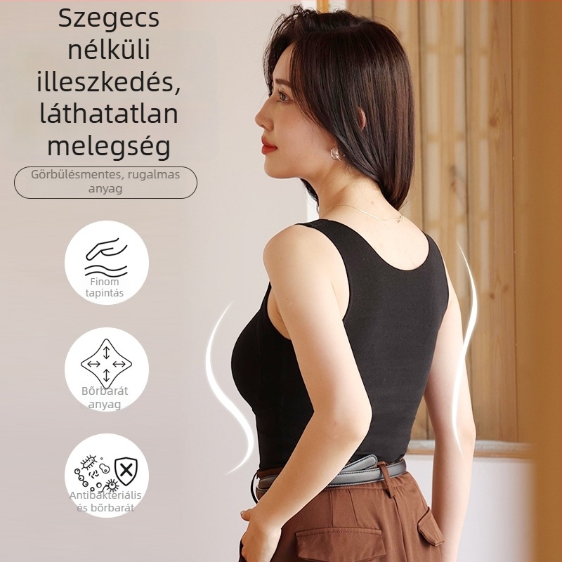 Grafénes termális mellény integrált kosaras melltartóval, V-nyakú, mellkas párnával, testformázó, extra vastag akril 351–400 g/m²