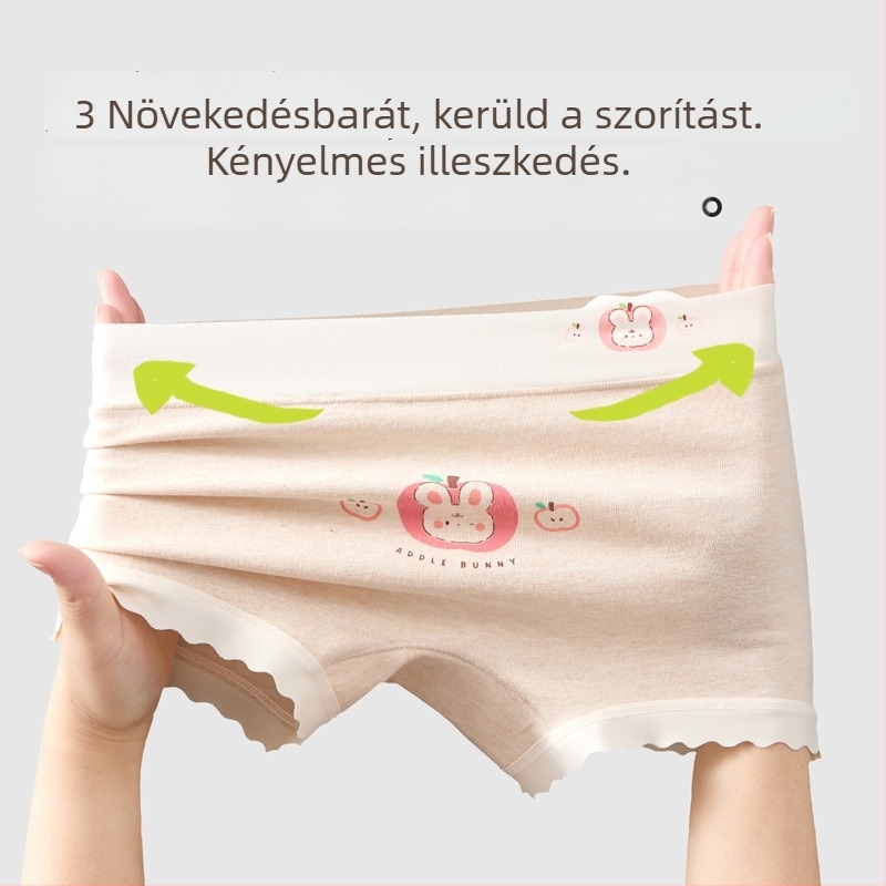 Lányoknak szóló pamut alsónemű, Kategória A, Középmagas derekú, 3–8 éveseknek, 95–100% pamut