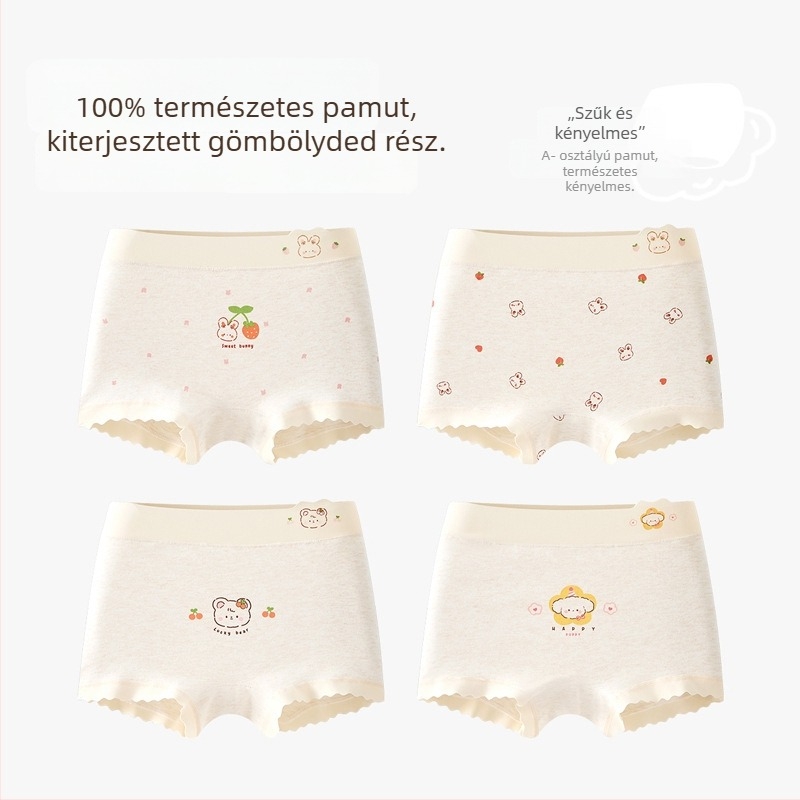 Lányoknak szóló pamut alsónemű, Kategória A, Középmagas derekú, 3–8 éveseknek, 95–100% pamut