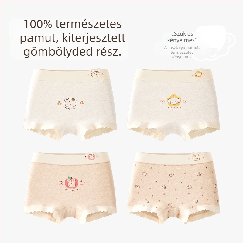 Lányoknak szóló pamut alsónemű, Kategória A, Középmagas derekú, 3–8 éveseknek, 95–100% pamut