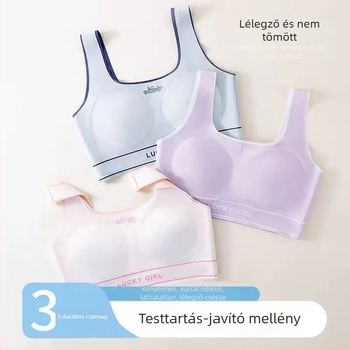 Lányok sportos tanktopja ultrakönnyű formázott kosarakkal (pamutszövet), Második szakasz 12-15 év, anyag: nylon/poliamid, hátsó zárás egy sor horoggal és szemmel, rögzített dupla vállszíjak, sport és testformálás