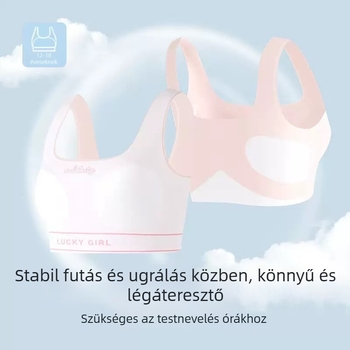 Lányok sportos tanktopja ultrakönnyű formázott kosarakkal (pamutszövet), Második szakasz 12-15 év, anyag: nylon/poliamid, hátsó zárás egy sor horoggal és szemmel, rögzített dupla vállszíjak, sport és testformálás
