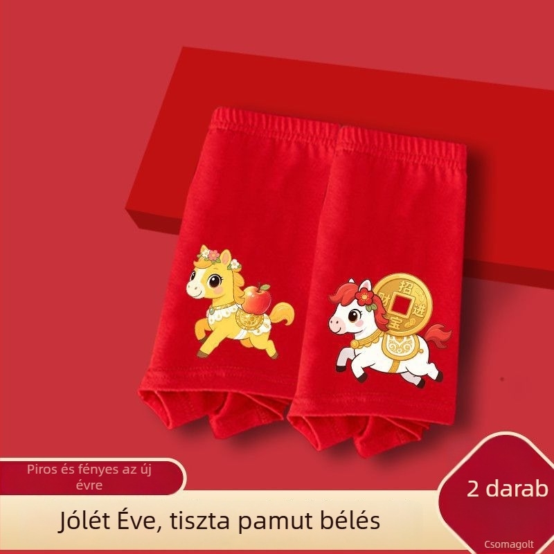Lányoknak készült piros, lélegző pamut boxernadrágok