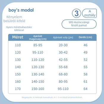 Gyerekeknek készült antibakteriális boxer alsó, osztály A, 95% pamut + 5% elasztán, kényelmes fiúknak