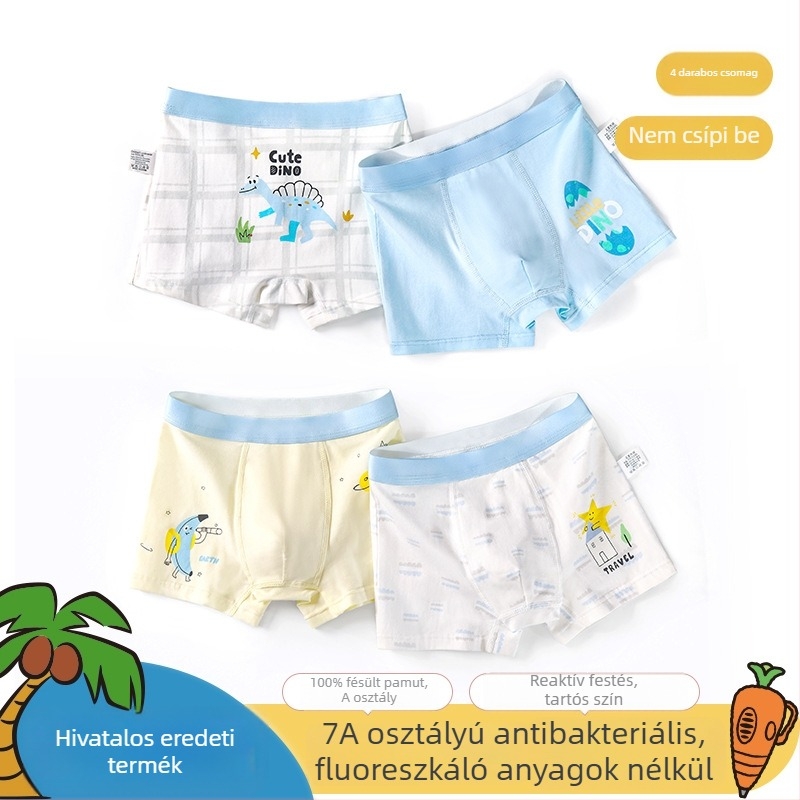 Gyerekeknek készült antibakteriális boxer alsó, osztály A, 95% pamut + 5% elasztán, kényelmes fiúknak