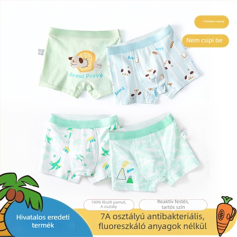 Gyerekeknek készült antibakteriális boxer alsó, osztály A, 95% pamut + 5% elasztán, kényelmes fiúknak