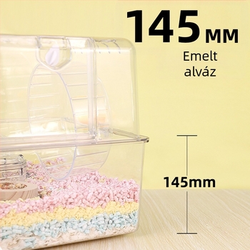 Akril átlátszó hörcsögketrec – luxus villa dizájn; műanyag kivitel; alkalmas hörcsögöknek; engedélyezett magánmárkák elérhetők