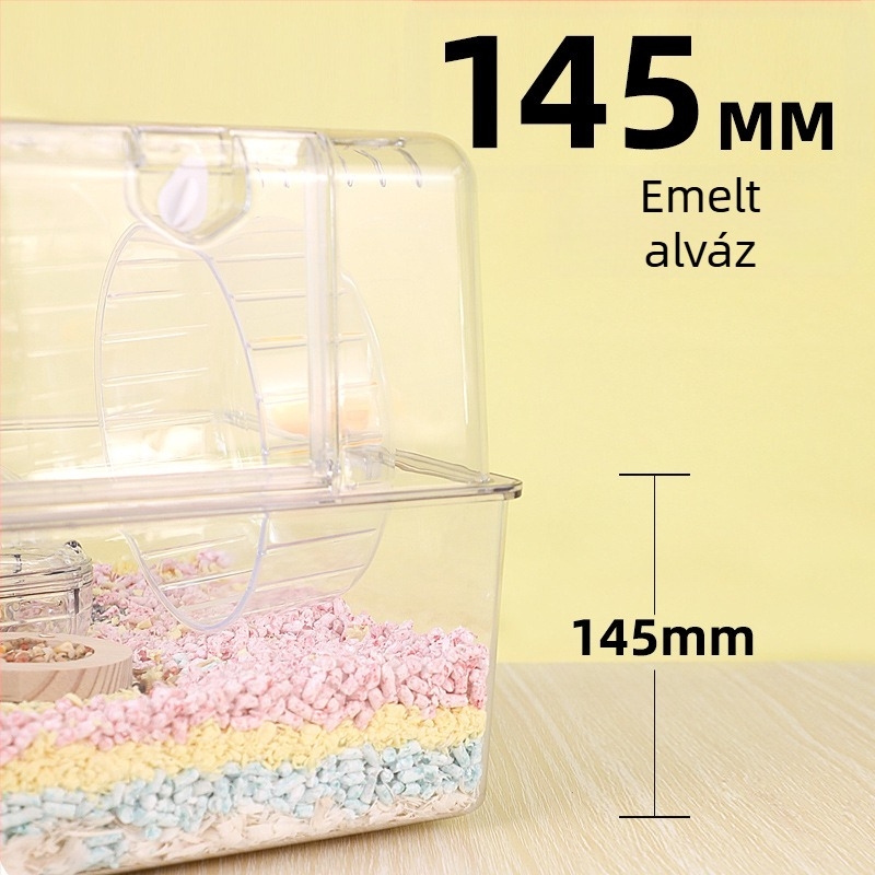 Akril átlátszó hörcsögketrec – luxus villa dizájn; műanyag kivitel; alkalmas hörcsögöknek; engedélyezett magánmárkák elérhetők