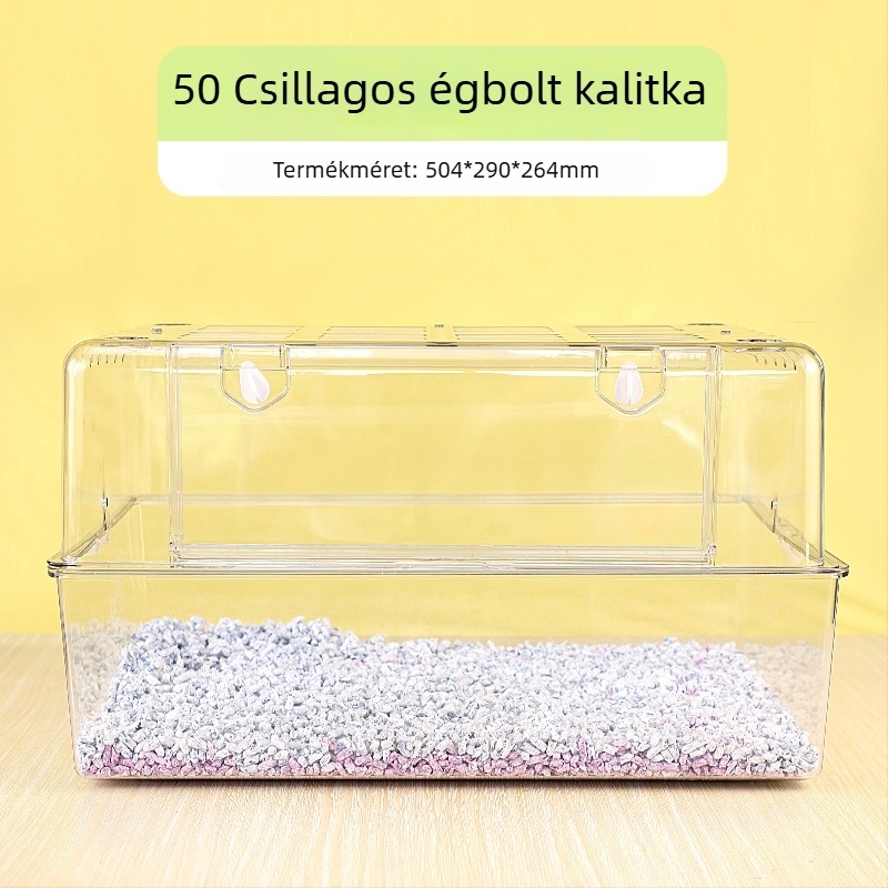 Akril átlátszó hörcsögketrec – luxus villa dizájn; műanyag kivitel; alkalmas hörcsögöknek; engedélyezett magánmárkák elérhetők