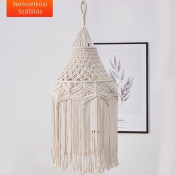 Kézzel szőtt pamutszálas lámpabura csillárhoz, modern minimalista stílus, kézi szövés, különböző formák, testreszabás elérhető
