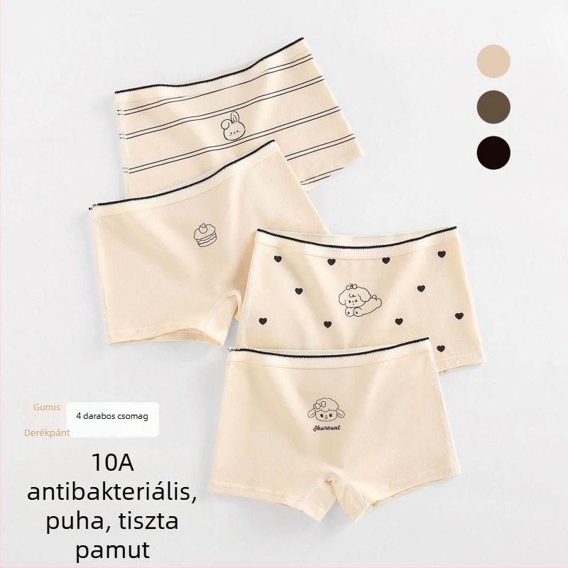 Kislányok pamut boxer briefs, puhák és bőrbarátok, A osztály, kényelmes a növekedés időszakában, irritációmentes