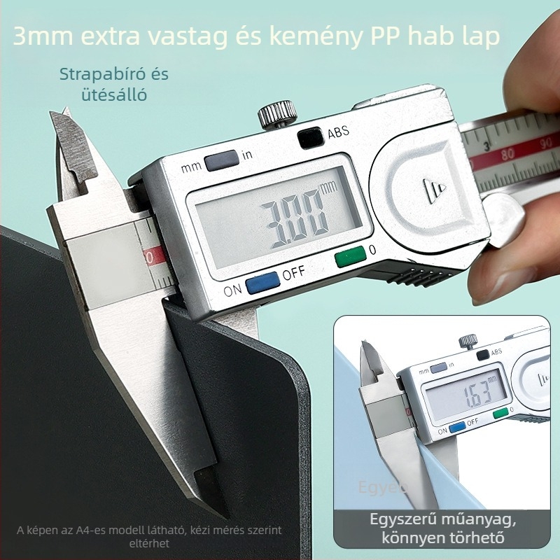 Plasztikus lemezcsipesz A4 dokumentumokhoz, lemez vastagsága 3 mm, méretek 235×315 mm, függő irattartó