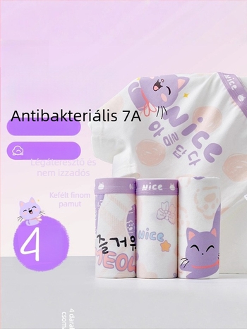 Lányoknak pamut alsónemű, Kategória A, 95% pamut 5% spandex, Márka: Jinqiaolan, 3–8 éveseknek, Varrás 4 tűvel és 6 szállal