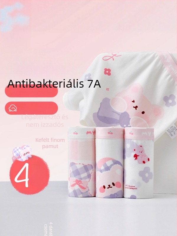 Lányoknak pamut alsónemű, Kategória A, 95% pamut 5% spandex, Márka: Jinqiaolan, 3–8 éveseknek, Varrás 4 tűvel és 6 szállal