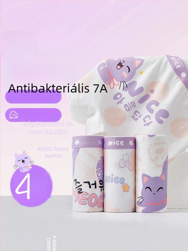 Lányoknak pamut alsónemű, Kategória A, 95% pamut 5% spandex, Márka: Jinqiaolan, 3–8 éveseknek, Varrás 4 tűvel és 6 szállal