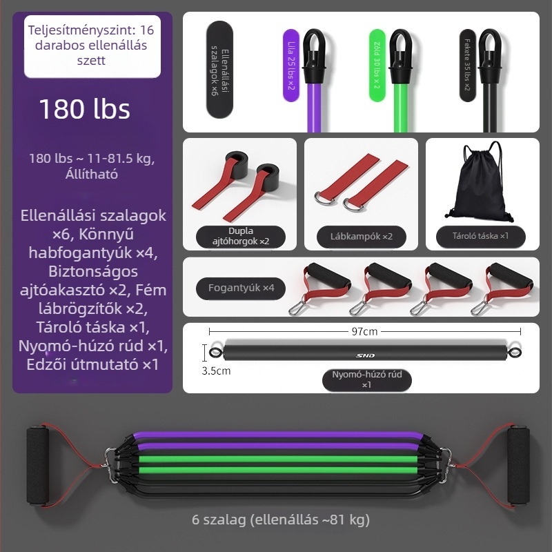 Otthoni fitneszhez használt ellenállástartó – rugalmas feszítő, anyag: PP műanyag + latex cső, márka SND, alkalmas fitnesz berendezésekhez