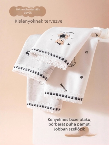 Lányok pamut boxer alsónadrág, Kategória A, kényelmes, nem nyomja a feneket, 95% pamut, 5% elastán, 3–8 évesek számára.