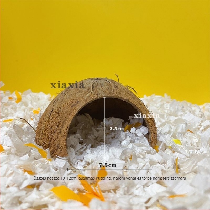 Hamster alvófészek, kókuszhéjból készült fészek, tájépítés, nyári hűtés, harapás elleni menedék; Anyag: Egyéb; Eredet: Kína; Alkalmas: Hamster