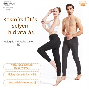 Uniszex selyemmel töltött termo nadrág, magas derék, varrat nélküli, extrán vastag 401-500 g/m2