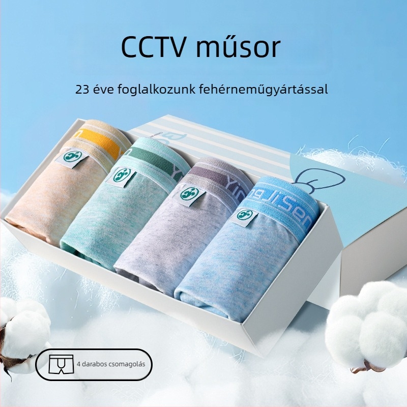 Fiúknak valo pamut al­sónemű, Class A, 95% pamut + 5% elasztán, 4 darabos csomag, 8 év feletti gyermekeknek