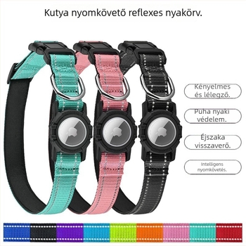 AirTag kutyanyakörv monocrom mintával, nylon és szilikon anyag, univerzális kompatibilitás, minden évszakban viselhető casual stílus