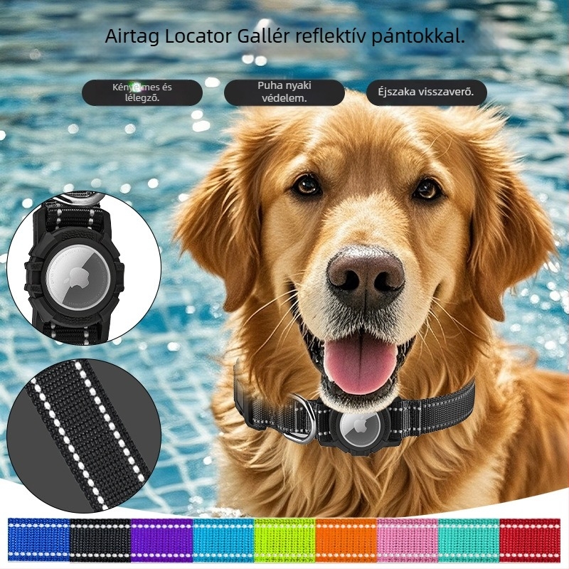 AirTag kutyanyakörv monocrom mintával, nylon és szilikon anyag, univerzális kompatibilitás, minden évszakban viselhető casual stílus