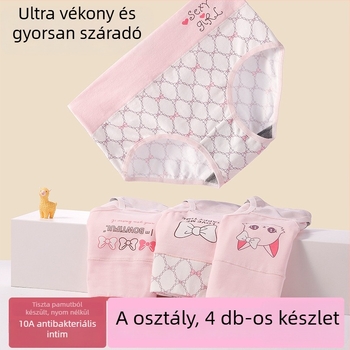 Lányoknak szánt pamut alsónemű, Típus A, magas derék, grafén antibakteriális, újszülötteknek