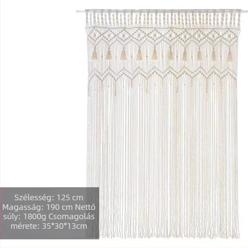Kézi szövésű ajtófüggöny goblennel, nordic stílus, pamut-nylon keverék, átlátszó dekoráció, téglalap alakú