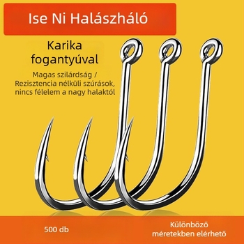 Iseni csőre szerelt horgok, 500 db, gyűrűkkel és lyukakkal