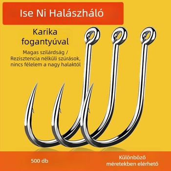 Iseni csőre szerelt horgok, 500 db, gyűrűkkel és lyukakkal