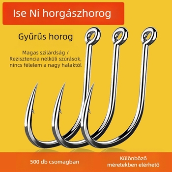 Iseni csőre szerelt horgok, 500 db, gyűrűkkel és lyukakkal