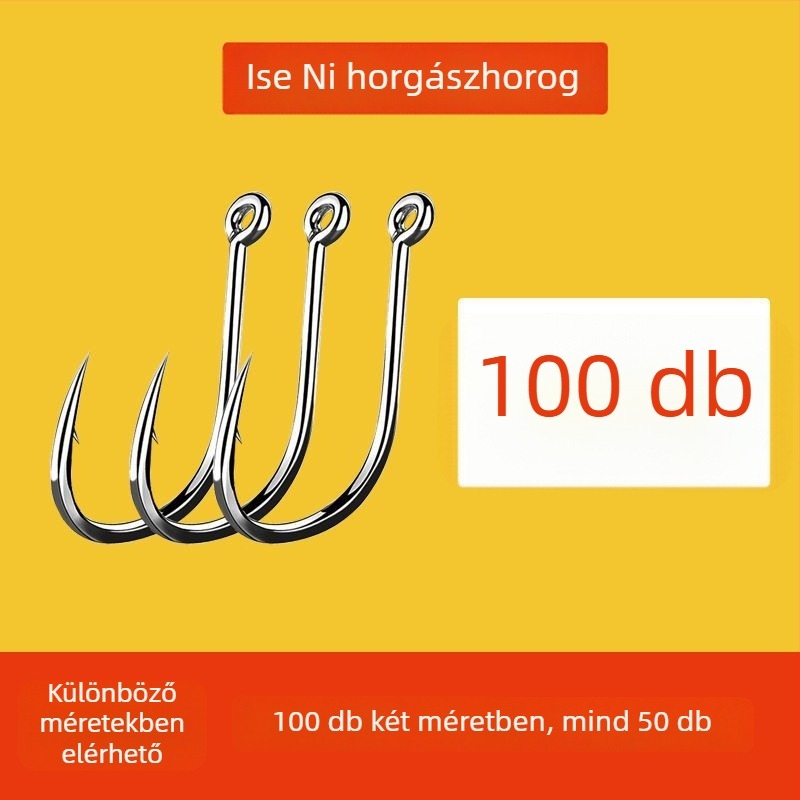 Iseni csőre szerelt horgok, 500 db, gyűrűkkel és lyukakkal