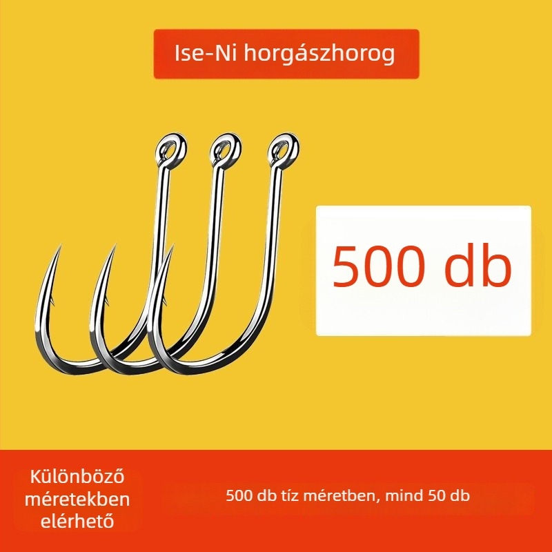 Iseni csőre szerelt horgok, 500 db, gyűrűkkel és lyukakkal