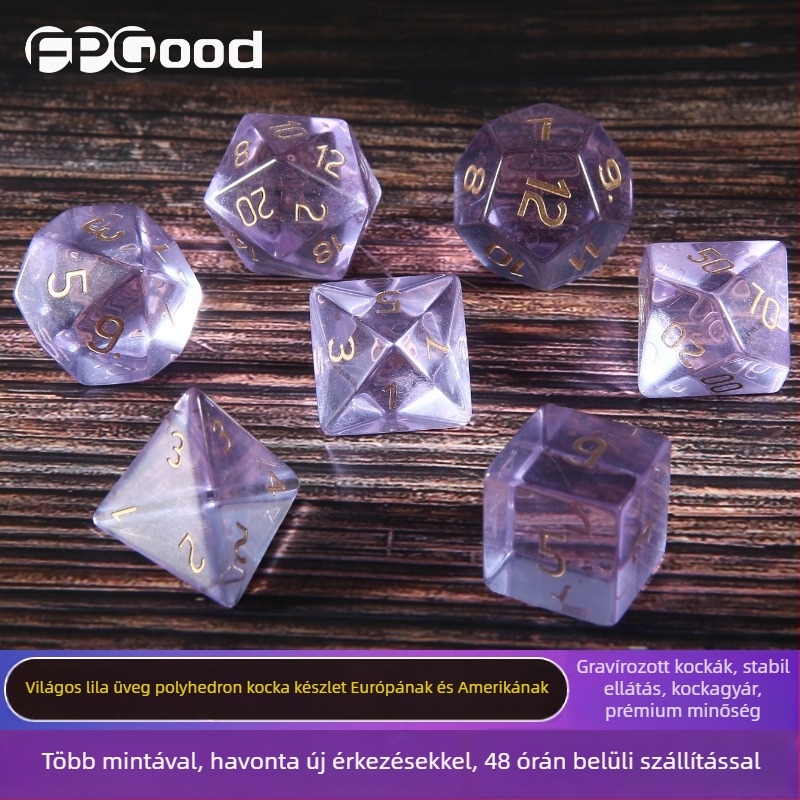 Wowu szintetikus kristály D20 dobókészlet, derékszögű stílus, 1 doboz, D&D és társasjátékokhoz