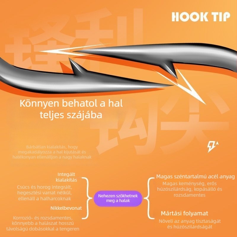 Ólomsúlyú horog – 50 darab, tüskével, basszhoz és mandarin halhoz
