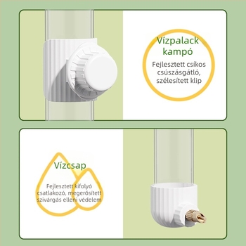 A papagájok számára automata vízadagoló, akril anyagból; tű alakú palack; Demon pet márka; nagy mennyiségben testreszabható