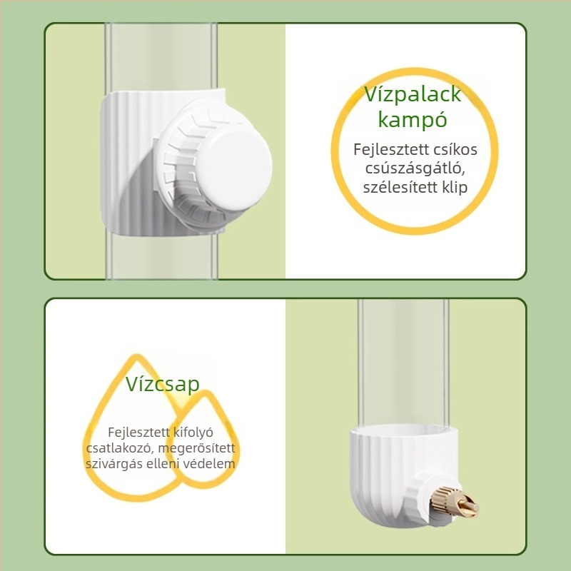 A papagájok számára automata vízadagoló, akril anyagból; tű alakú palack; Demon pet márka; nagy mennyiségben testreszabható