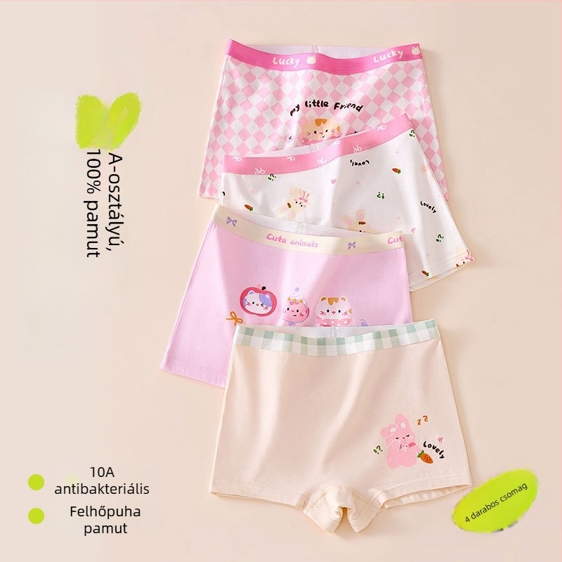 Lányoknak készült boxer brief, 95% pamut, antibakteriális, A osztály, mesefigurás mintával, 8 éves kortól