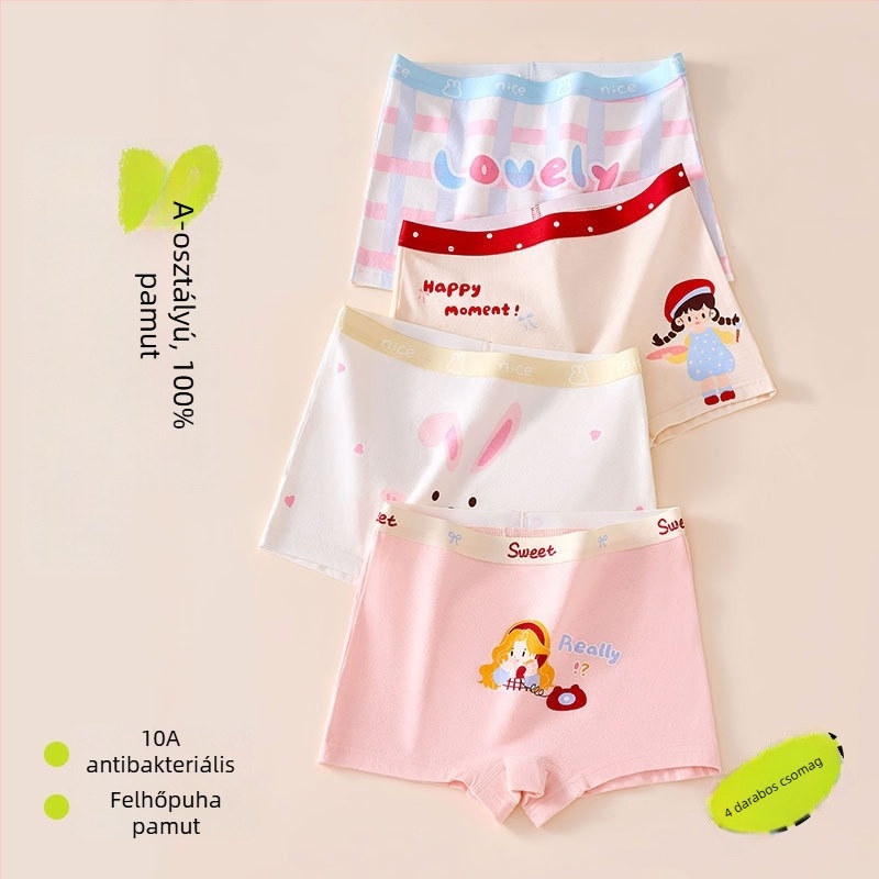 Lányoknak készült boxer brief, 95% pamut, antibakteriális, A osztály, mesefigurás mintával, 8 éves kortól